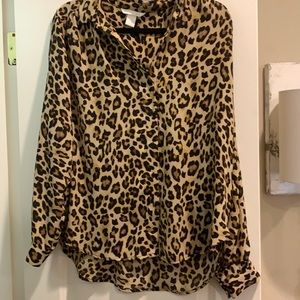 Leopard print button up top
